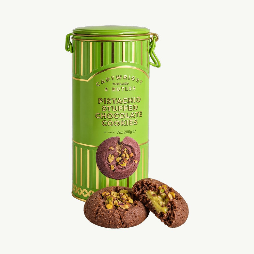 Pistachio Stuffed Chocolate Cookies in Tin 200g