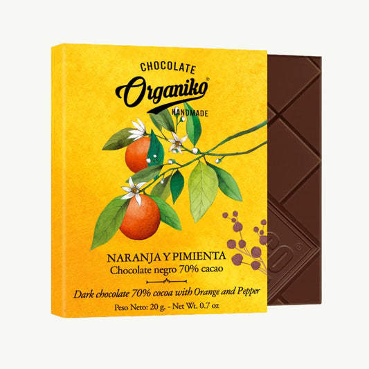 Chocolat Organiko Dark Chocolate 70% Cocoa with Orange and Black Pepper 20g
