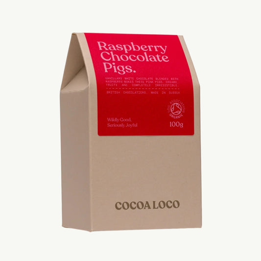 Cocoa Loco Organic Raspberry Chocolate Pigs 100g