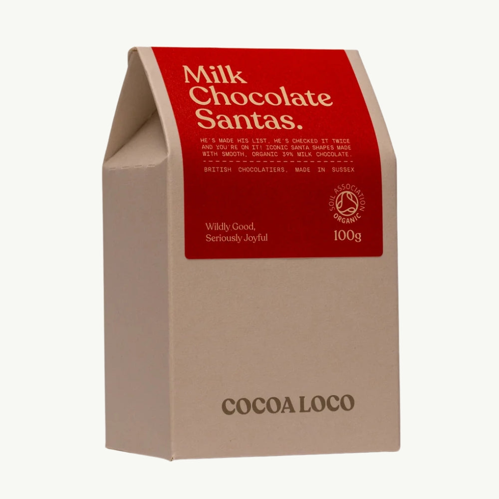 Cocoa Loco Organic Milk Chocolate Santas 100g