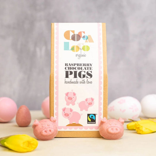 Cocoa Loco Organic Raspberry Chocolate Pigs 100g