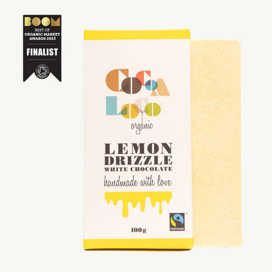 Cocoa Loco Organic White Chocolate Lemon Drizzle Bar 100g