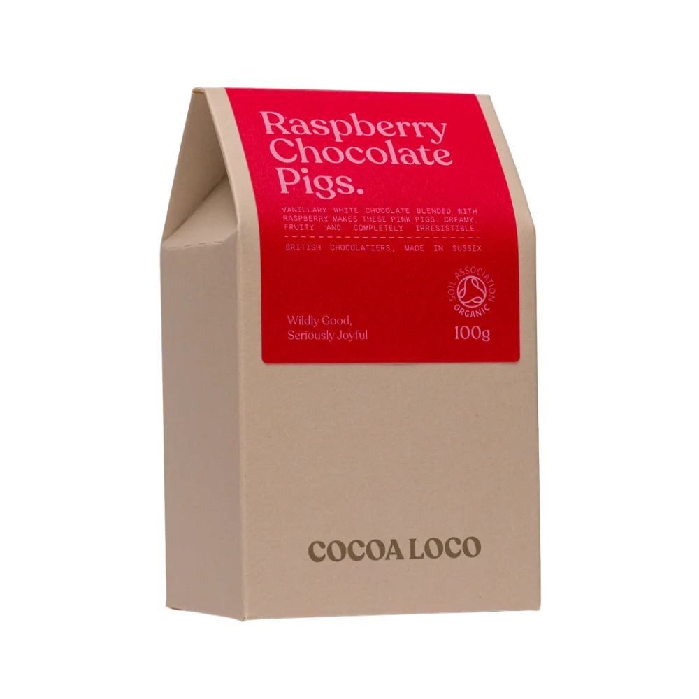 Cocoa Loco Organic Raspberry Chocolate Pigs 100g