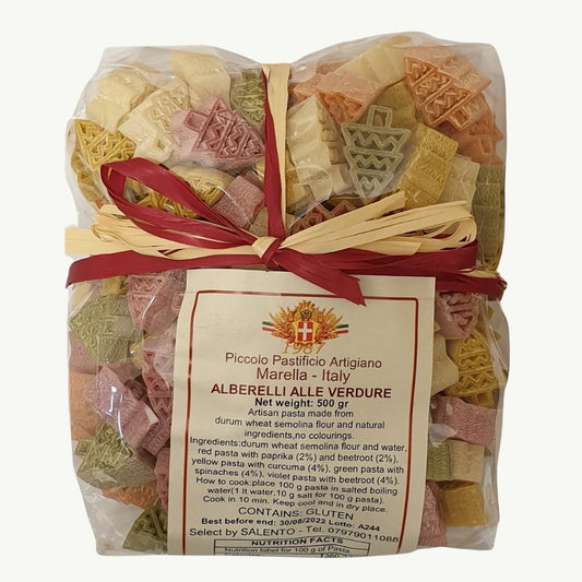 Alberelli Pasta, Multicoloured Tree Pasta Shapes 500g