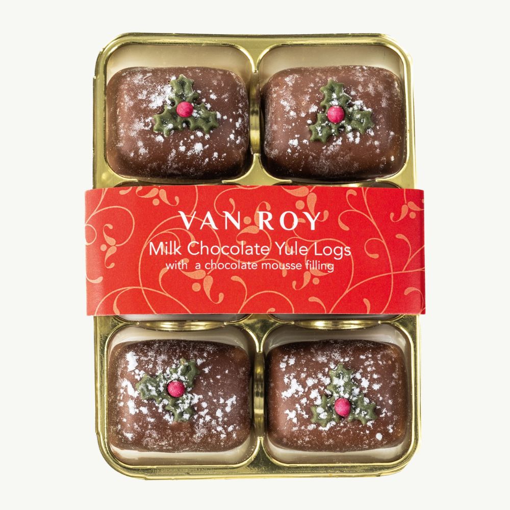 Van Roy Milk Chocolate Yule Logs with Chocolate Mousse Filling 80g