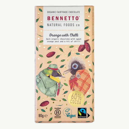 Bennetto Orange Dark Chocolate Bar with Chilli 80g