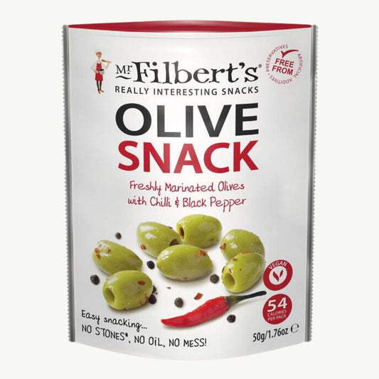 Filbert's Green Olives with Chilli and Black Pepper 50g