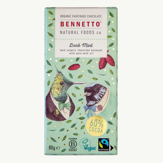 Bennetto Dark Chocolate Mint Bar 80g