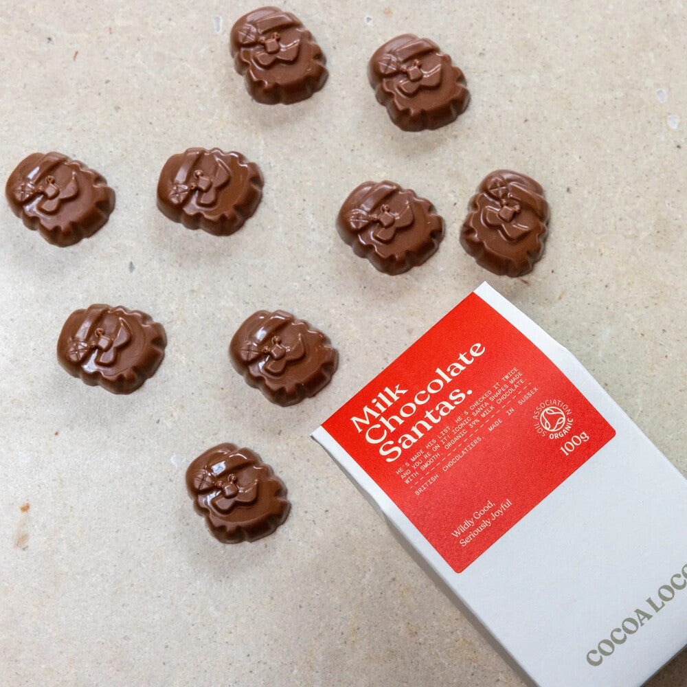 Cocoa Loco Organic Milk Chocolate Santas 100g