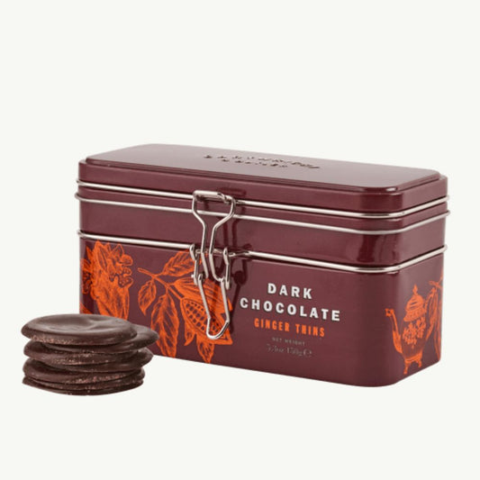 Dark Chocolate Ginger Thins in Tin 150g